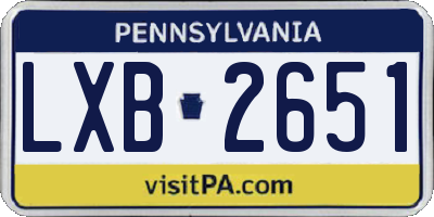 PA license plate LXB2651