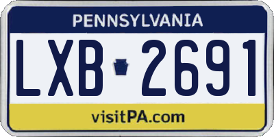 PA license plate LXB2691