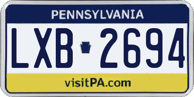 PA license plate LXB2694