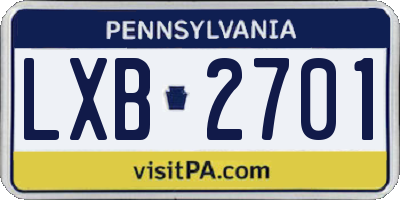 PA license plate LXB2701