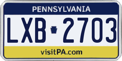 PA license plate LXB2703