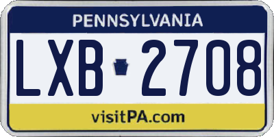 PA license plate LXB2708