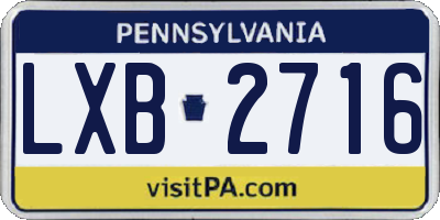 PA license plate LXB2716