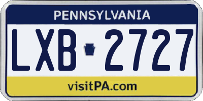 PA license plate LXB2727