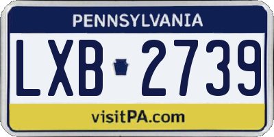 PA license plate LXB2739
