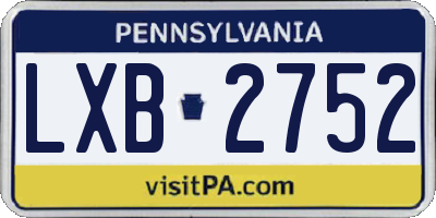 PA license plate LXB2752
