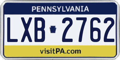 PA license plate LXB2762