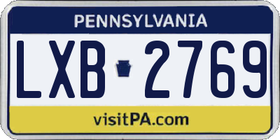 PA license plate LXB2769