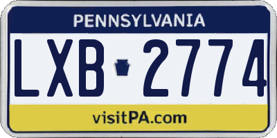 PA license plate LXB2774
