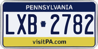 PA license plate LXB2782
