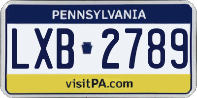 PA license plate LXB2789