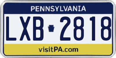 PA license plate LXB2818