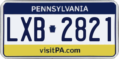 PA license plate LXB2821