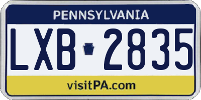 PA license plate LXB2835