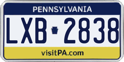 PA license plate LXB2838