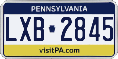PA license plate LXB2845