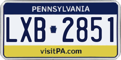 PA license plate LXB2851