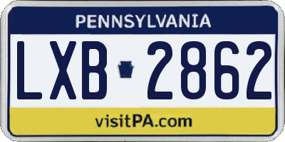 PA license plate LXB2862