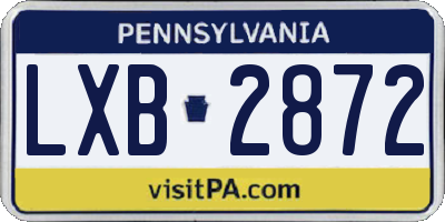 PA license plate LXB2872