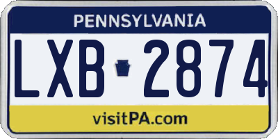 PA license plate LXB2874