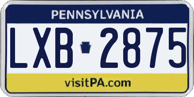 PA license plate LXB2875