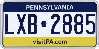 PA license plate LXB2885