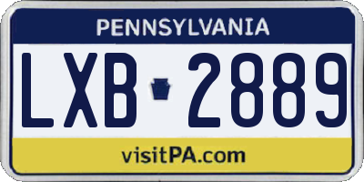 PA license plate LXB2889