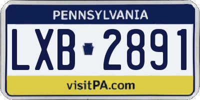 PA license plate LXB2891