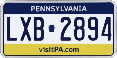 PA license plate LXB2894