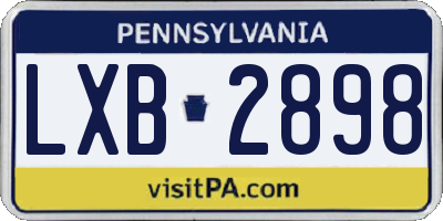 PA license plate LXB2898