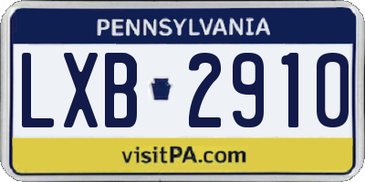 PA license plate LXB2910