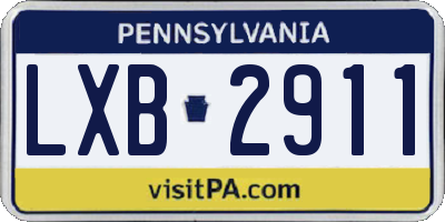 PA license plate LXB2911