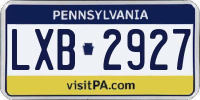 PA license plate LXB2927