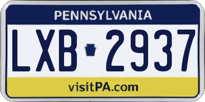 PA license plate LXB2937