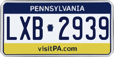 PA license plate LXB2939