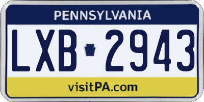 PA license plate LXB2943