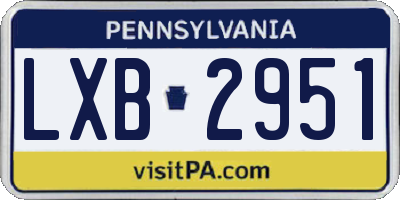 PA license plate LXB2951