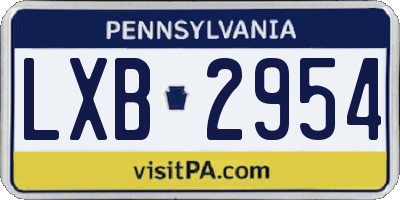 PA license plate LXB2954