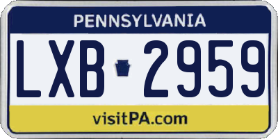 PA license plate LXB2959