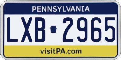 PA license plate LXB2965