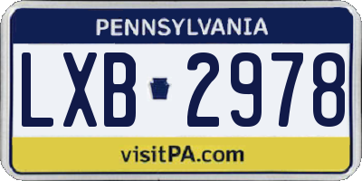 PA license plate LXB2978