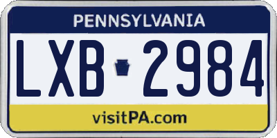 PA license plate LXB2984