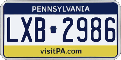 PA license plate LXB2986