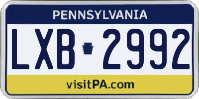 PA license plate LXB2992
