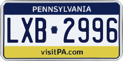 PA license plate LXB2996