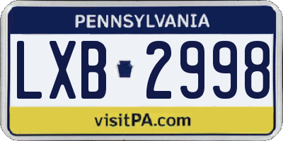 PA license plate LXB2998