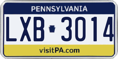 PA license plate LXB3014