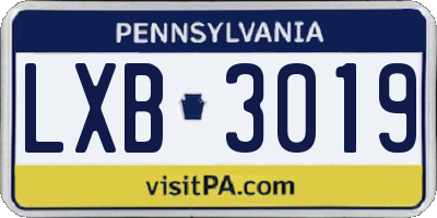 PA license plate LXB3019