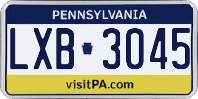 PA license plate LXB3045