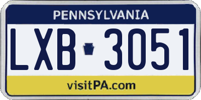 PA license plate LXB3051